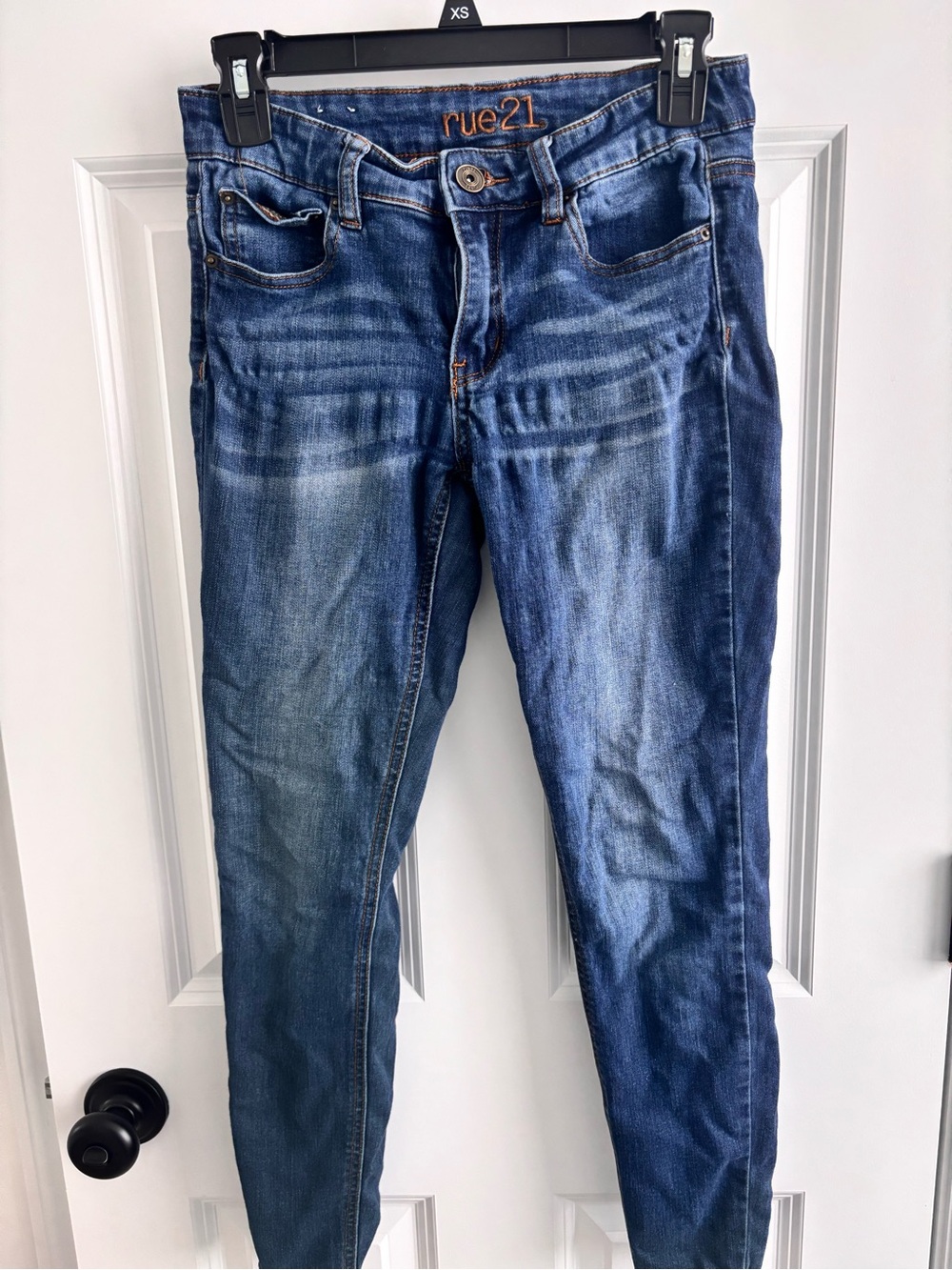 rue21 Women's Distressed Dark Blue Skinny Jeans